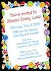 personalized candy theme invitation